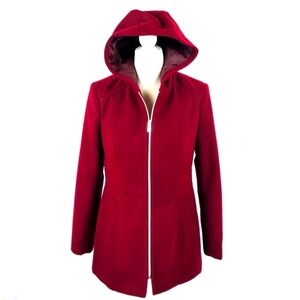 COVINGTON RED HOODED PEACOAT SIZE SMALL